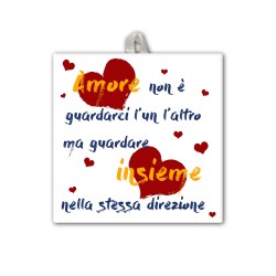 Piastrella con frase ispirazionale 10 x 10 cm con occhiello in raso