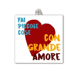 Piastrella con frase ispirazionale 10 x 10 cm con occhiello in raso