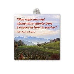 Piastrella con frase ispirazionale 10 x 10 cm con occhiello in raso