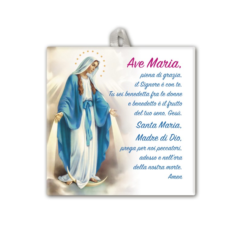 Piastrella della Madonna Miracolosa 10 x 10 cm in scatola regalo Piastrella della Madonna Miracolosa 10 x 10 cm in scatola regalo
