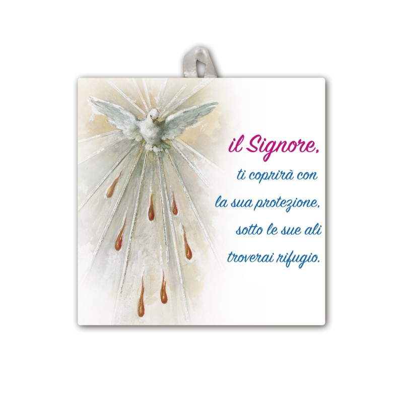 Piastrella con i simboli eucaristici della Cresima 10 x 10 cm in scatola regalo Piastrella con i simboli eucaristici della Cresima 10 x 10 cm in scatola regalo