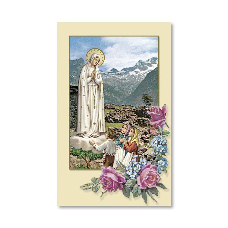 Santino dai toni pastello della Madonna di Fatima Santino dai toni pastello della Madonna di Fatima