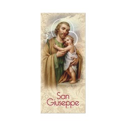 Segnalibro in pregiato cartoncino perlato di San Giuseppe con preghiera a retro