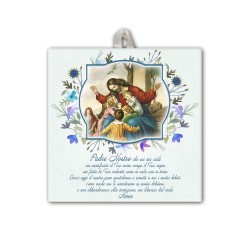 Piastrella di Gesù con i pargoli 10 x 10 cm in scatola regalo