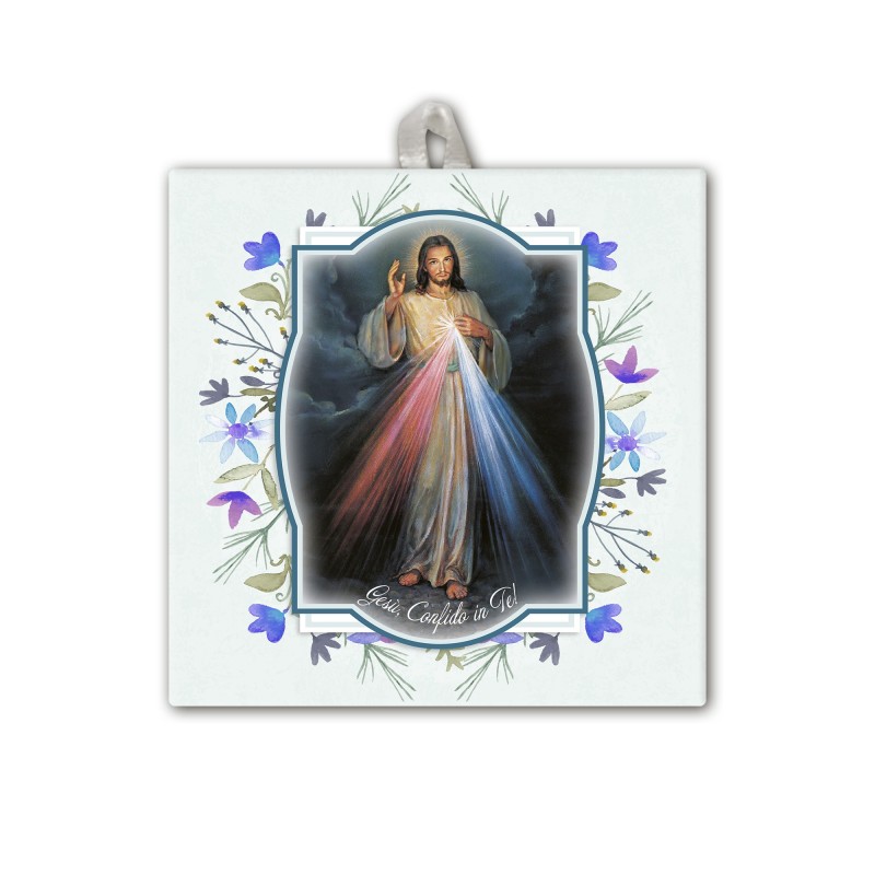 Piastrella di Gesù Misericordioso 10 x 10 cm in scatola regalo Piastrella di Gesù Misericordioso 10 x 10 cm in scatola regalo