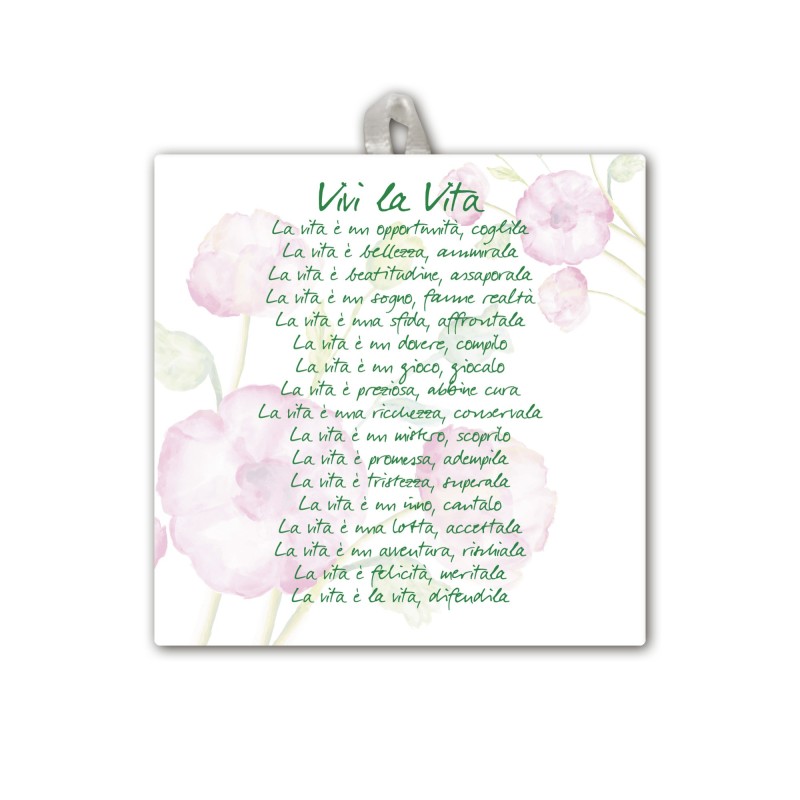 Piastrella con Vivi la Vita 10 x 10 cm in scatola regalo