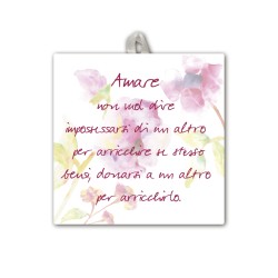 Piastrella con frase ispirazionale 10 x 10 cm con occhiello in raso