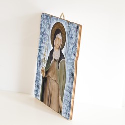 Quadro in legno sagomato stile vintage di Santa Chiara del Cimabue