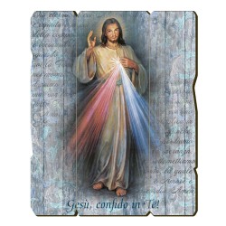 Quadro in legno sagomato stile vintage di Gesù Misericordioso