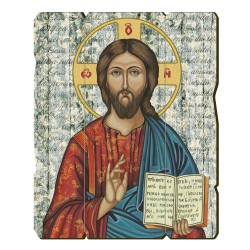 Quadro in legno sagomato stile vintage di Gesù Maestro
