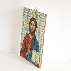 Quadro in legno sagomato stile vintage di Gesù Maestro