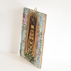 Quadro in legno sagomato stile vintage della Madonna di Loreto