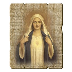 Quadro in legno sagomato stile vintage del Cuore Immacolato di Maria