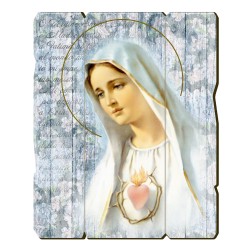 Quadro in legno sagomato stile vintage della Madonna di Fatima