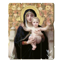 Quadro in legno sagomato stile vintage della Madonna con bambino di William-Adolphe Bouguereau