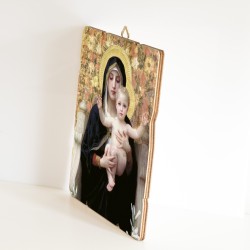 Quadro in legno sagomato stile vintage della Madonna con bambino di William-Adolphe Bouguereau