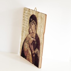 Quadro in legno sagomato stile vintage della Madonna della Tenerezza