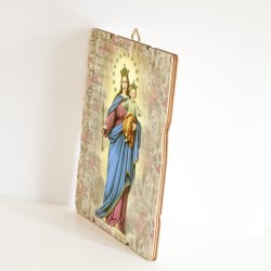 Quadro in legno sagomato stile vintage di Maria Ausiliatrice