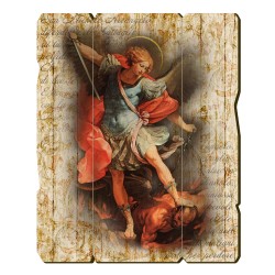 Quadro in legno sagomato stile vintage di San Michele