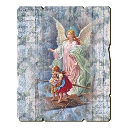 Quadro in legno sagomato stile vintage dell'Angelo sul ponte