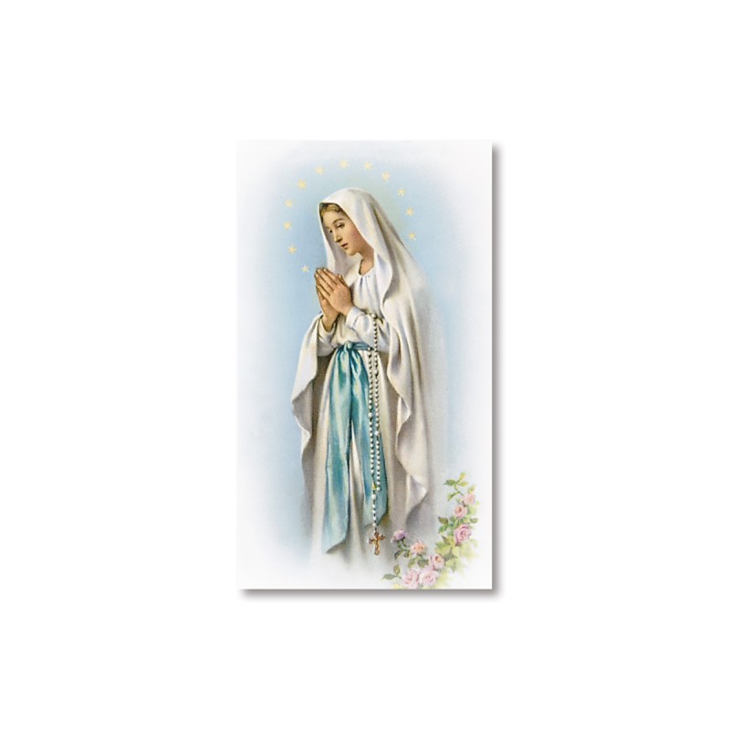 Santino Vergine di Lourdes con preghiera Santino Vergine di Lourdes con preghiera