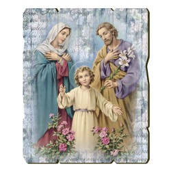 Quadro in legno sagomato stile vintage della Sacra Famiglia