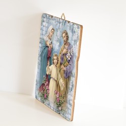 Quadro in legno sagomato stile vintage della Sacra Famiglia