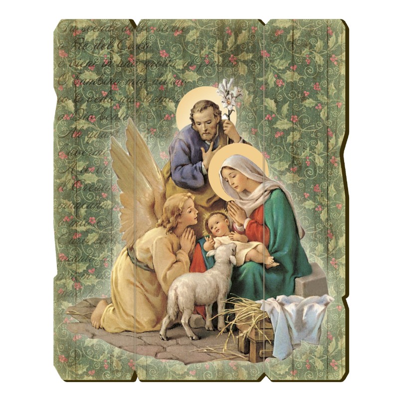 Quadro in legno sagomato stile vintage della Natività Quadro in legno sagomato stile vintage della Natività