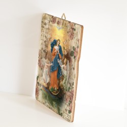 Quadro in legno sagomato stile vintage di Maria che scioglie i nodi
