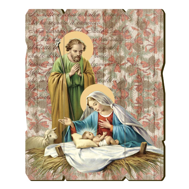 Quadro in legno sagomato stile vintage della Natività Quadro in legno sagomato stile vintage della Natività