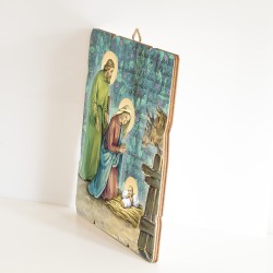 Quadro in legno sagomato stile vintage della Natività