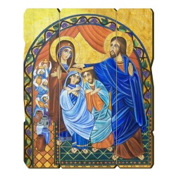 Quadro in legno sagomato stile vintage delle Nozze di Cana