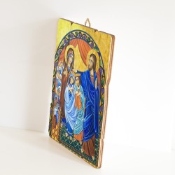 Quadro in legno sagomato stile vintage delle Nozze di Cana