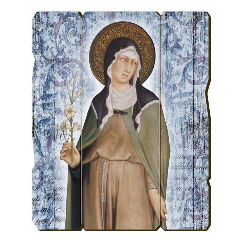Quadro in legno sagomato stile vintage di Santa Chiara del Cimabue Quadro in legno sagomato stile vintage di Santa Chiara del Cimabue