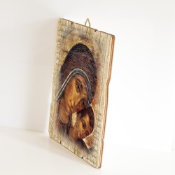 Quadro in legno sagomato stile vintage della Madonna con bambino del Kiko