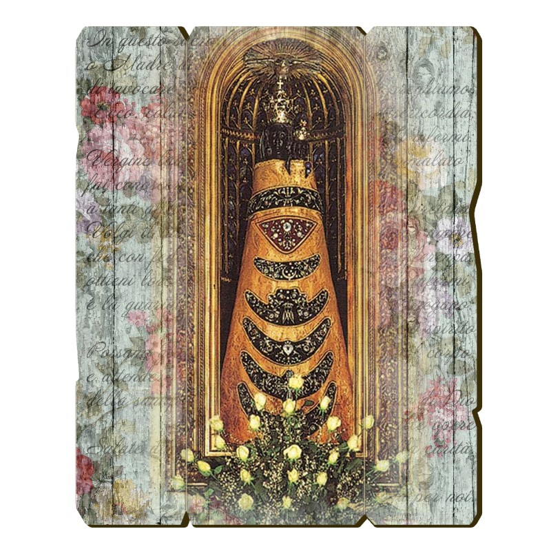 Quadro in legno sagomato stile vintage della Madonna di Loreto