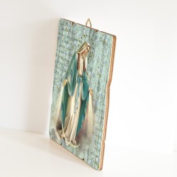 Quadro in legno sagomato stile vintage della Madonna Miracolosa