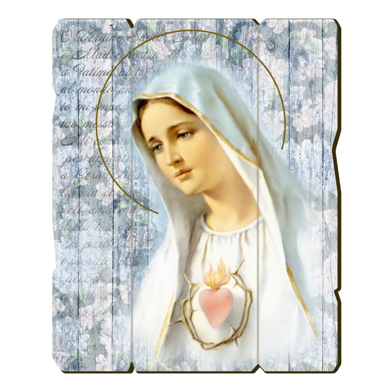 Quadro in legno sagomato stile vintage della Madonna di Fatima Quadro in legno sagomato stile vintage della Madonna di Fatima