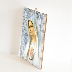 Quadro in legno sagomato stile vintage della Madonna di Fatima