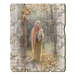 Quadro in legno sagomato stile vintage della Vergine del Bosco