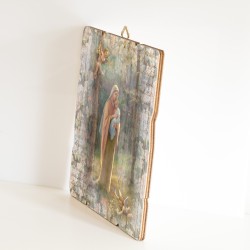 Quadro in legno sagomato stile vintage della Vergine del Bosco