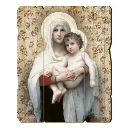Quadro in legno sagomato stile vintage della Madonna con bambino