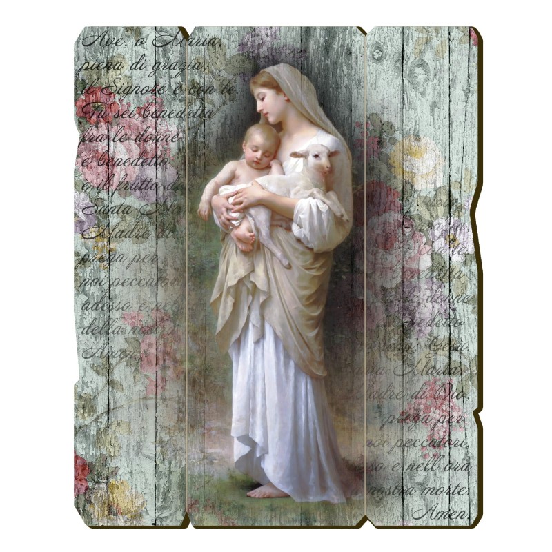 Quadro in legno sagomato stile vintage della Madonna di Medjugorje Quadro in legno sagomato stile vintage della Madonna di Medjugorje
