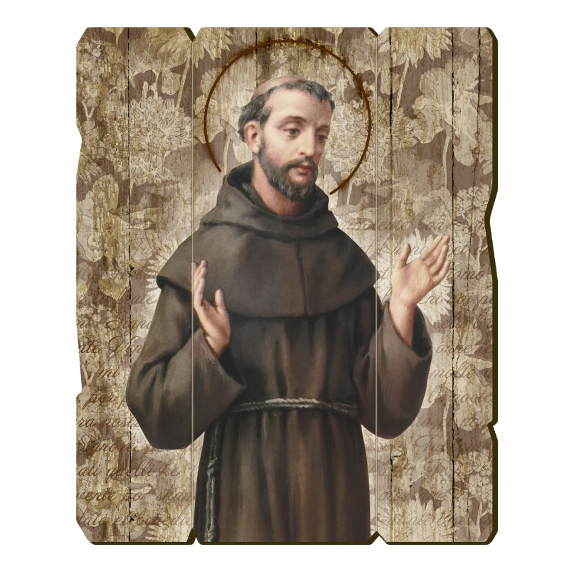Quadro in legno sagomato stile vintage di San Francesco