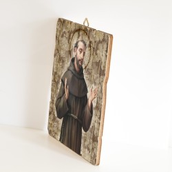 Quadro in legno sagomato stile vintage di San Francesco