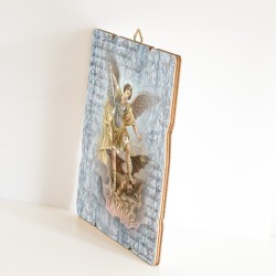 Quadro in legno sagomato stile vintage di San Michele