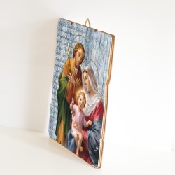 Quadro in legno sagomato stile vintage della Sacra Famiglia