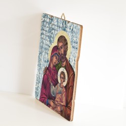Quadro in legno sagomato stile vintage della Sacra Famiglia