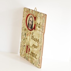 Quadro in legno sagomato stile vintage di Gesù