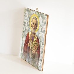 Quadro in legno sagomato stile vintage di San Nicola